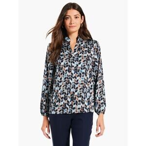 Nic + Zoe Herringbone Blues Top Size Small New with Tags‎